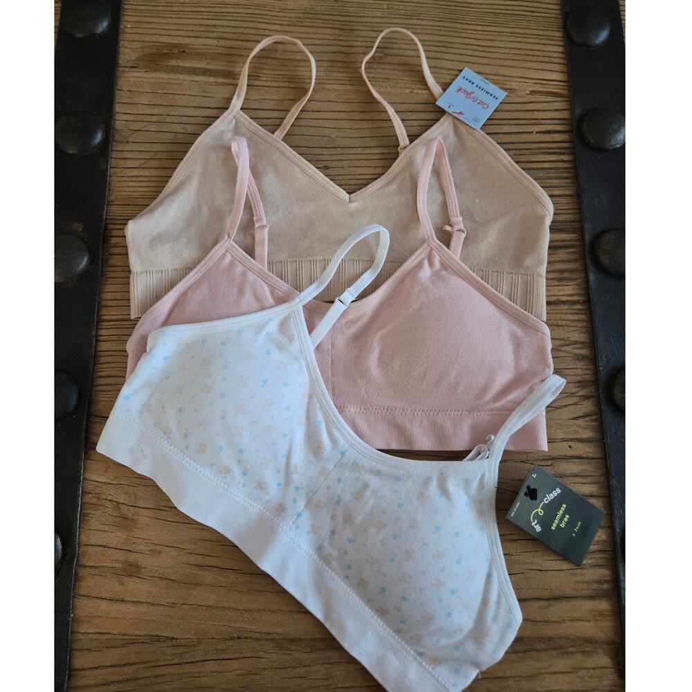 Girls 3 piece seemless training bra bundle sz L New